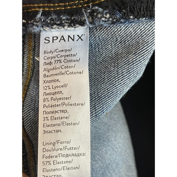 Spanx Jeans Womens Medium Blue Distressed Ankle Skinny Jean Pull On Adult - Picture 9 of 13